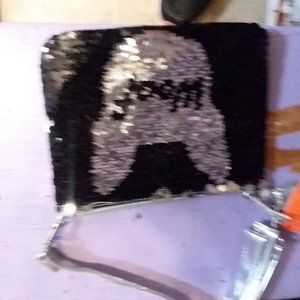 NEW WITH TAGS REVERSIBLE SEQUIN BAG BLACK AND SILVER
